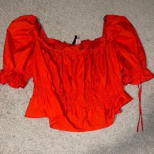 Puffy Sleeve Cropped Blouse